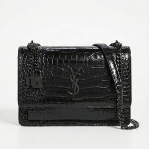 Saint Laurent Sunset Medium en Piel Cocodrilo Herrajes Metalicos